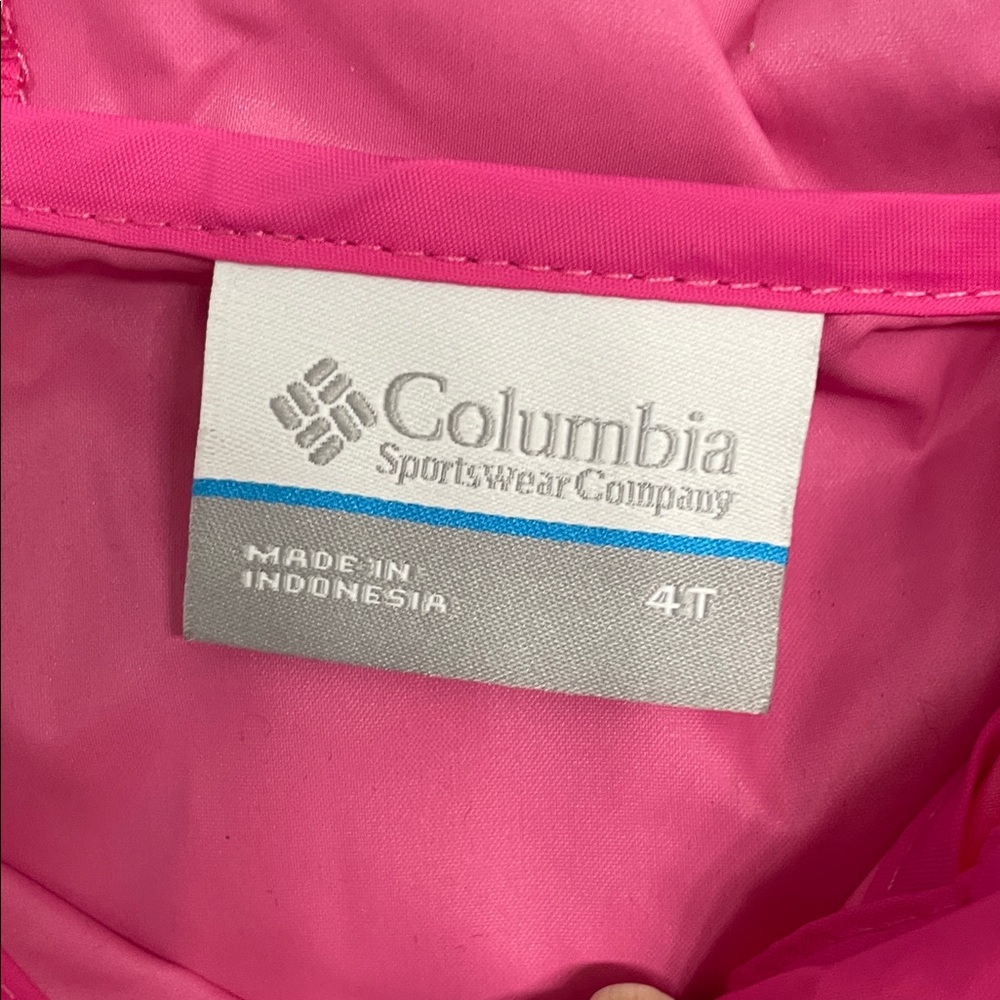 NWOT Columbia Pink Hooded Rain Jacket size 4 - Picture 3 of 7